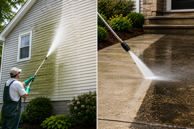 soft washing vs. pressure washing